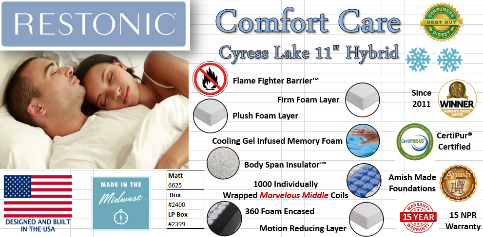 Cyress Lake 11" Hybrid Mattress and Boxspring
