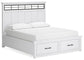 Ashbryn California King Panel Storage Bed with Mirrored Dresser, Chest and Nightstand