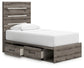 Graystorm Twin Panel Storage Bed with Mirrored Dresser