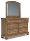 Feddinger Queen Panel Bed with Mirrored Dresser, Chest and Nightstand