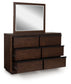 Dilenno California King Canopy Bed with Mirrored Dresser, Chest and Nightstand
