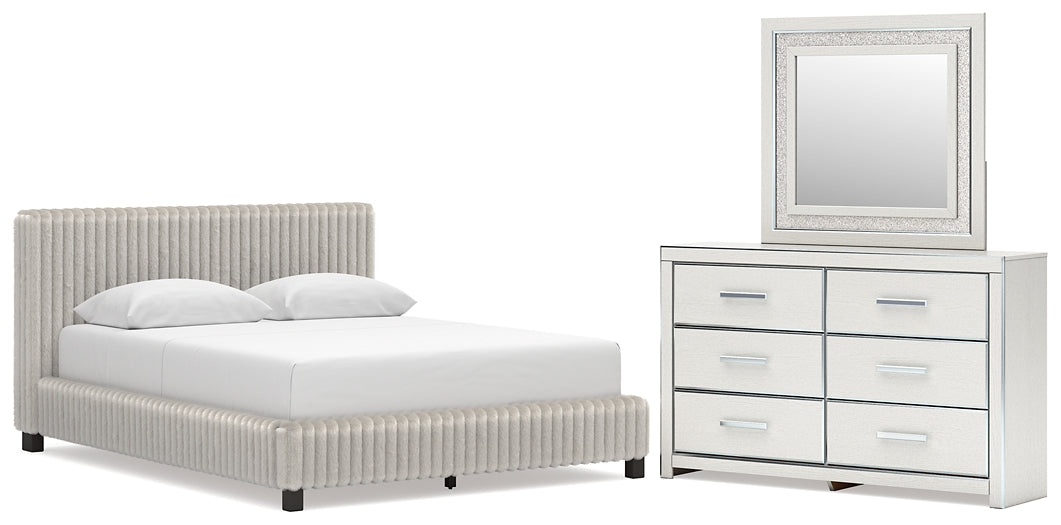 Zuraleus Queen Upholstered Bed, Dresser and Mirror