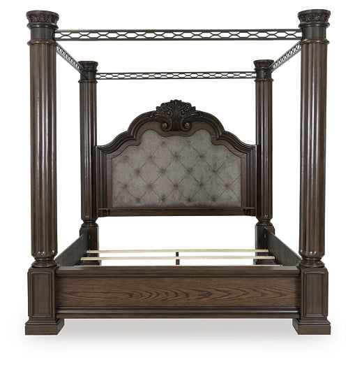 Maylee California King Canopy Bed, Dresser and Mirror