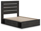 Delmorta Full Panel Bed with Storage, Dresser, Mirror, Chest and Nightstand