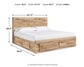 Hyanna Queen Panel Storage Bed with 2 Under Bed Storage Drawer, Dresser and Mirror