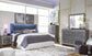 Lodanna King/California King Upholstered Panel Headboard with Mirrored Dresser and 2 Nightstands