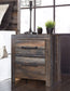 Drystan Queen/Full Bookcase Headboard with Mirrored Dresser, Chest and Nightstand
