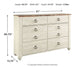 Willowton / Panel Headboard With Dresser