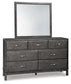 Caitbrook  Storage Bed With 8 Storage Drawers With Mirrored Dresser And 2 Nightstands