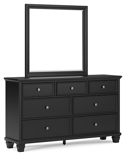 Lanolee Full Panel Bed with Mirrored Dresser and 2 Nightstands